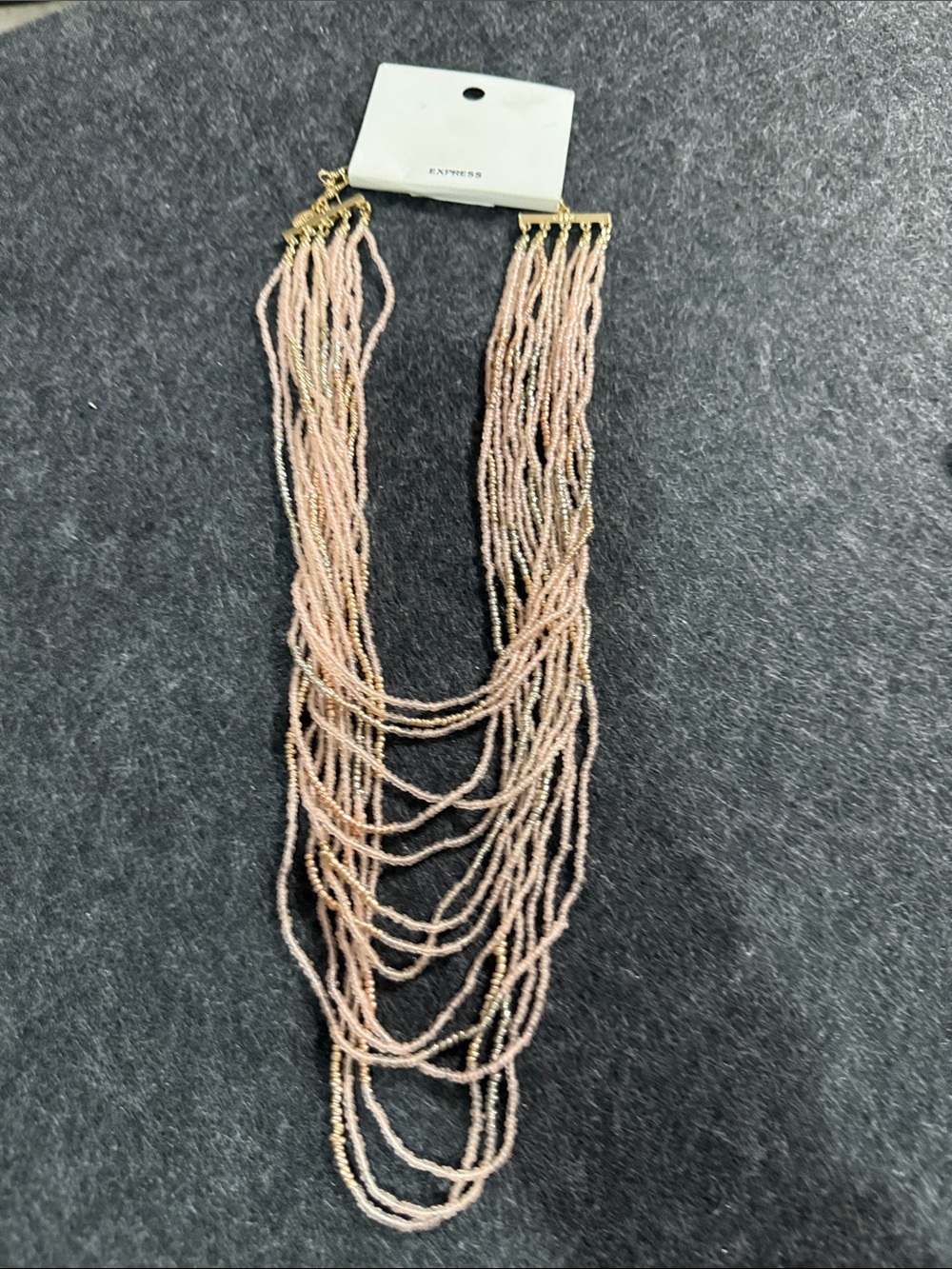 Express Layered Blush Beaded Statement Necklace